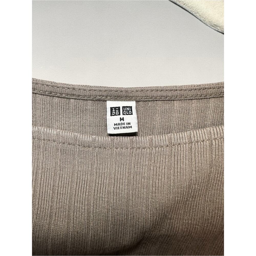 Uniqlo Ribbed Knit Top and Pant Set in Taupe Beige - Picture 6 of 11